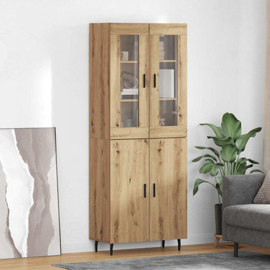 vidaXL Highboard 2 pcs Artisan Oak Σύνθετο Ξύλο και Γυαλί
