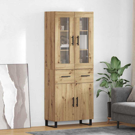 vidaXL Highboard με συρτάρι 2 pcs Artisan Oak Σύνθετο Ξύλο και Γυαλί