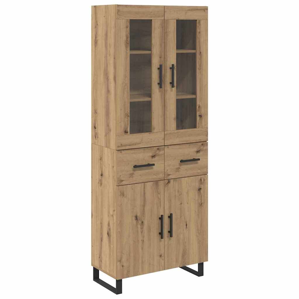 vidaXL Highboard με συρτάρι 2 pcs Artisan Oak Σύνθετο Ξύλο και Γυαλί