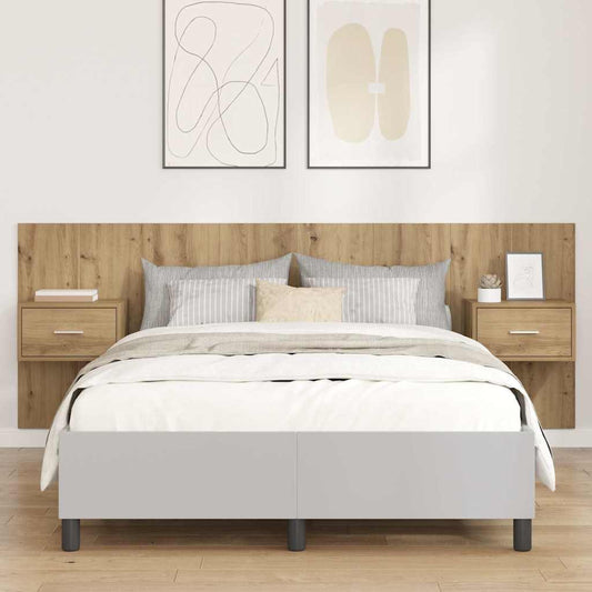 vidaXL Κεφαλή κρεβατιού με κομοδίνο με συρτάρι 3 pcs Artisan Oak