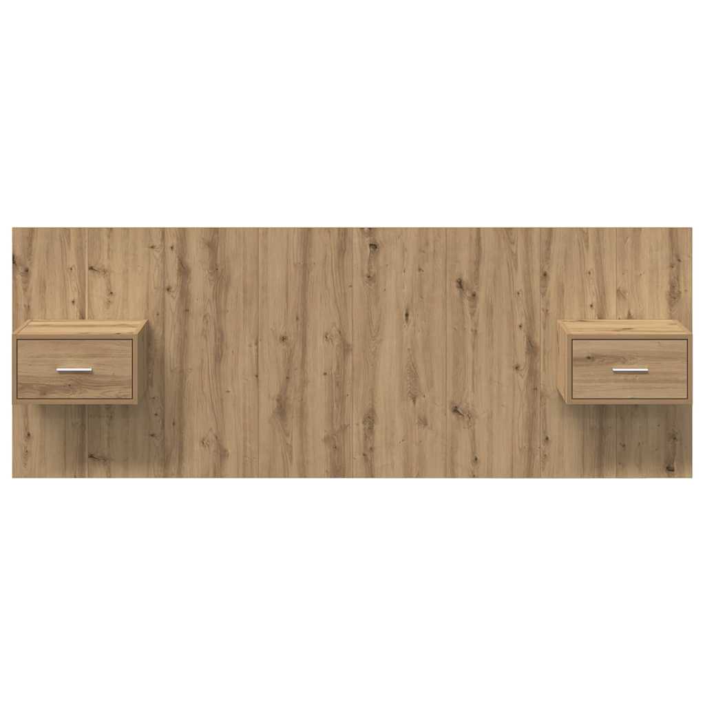 vidaXL Κεφαλή κρεβατιού με κομοδίνο με συρτάρι 3 pcs Artisan Oak