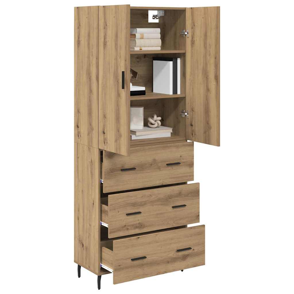 vidaXL Highboard με συρτάρι 2 pcs Artisan Oak Σύνθετο Ξύλο και Γυαλί