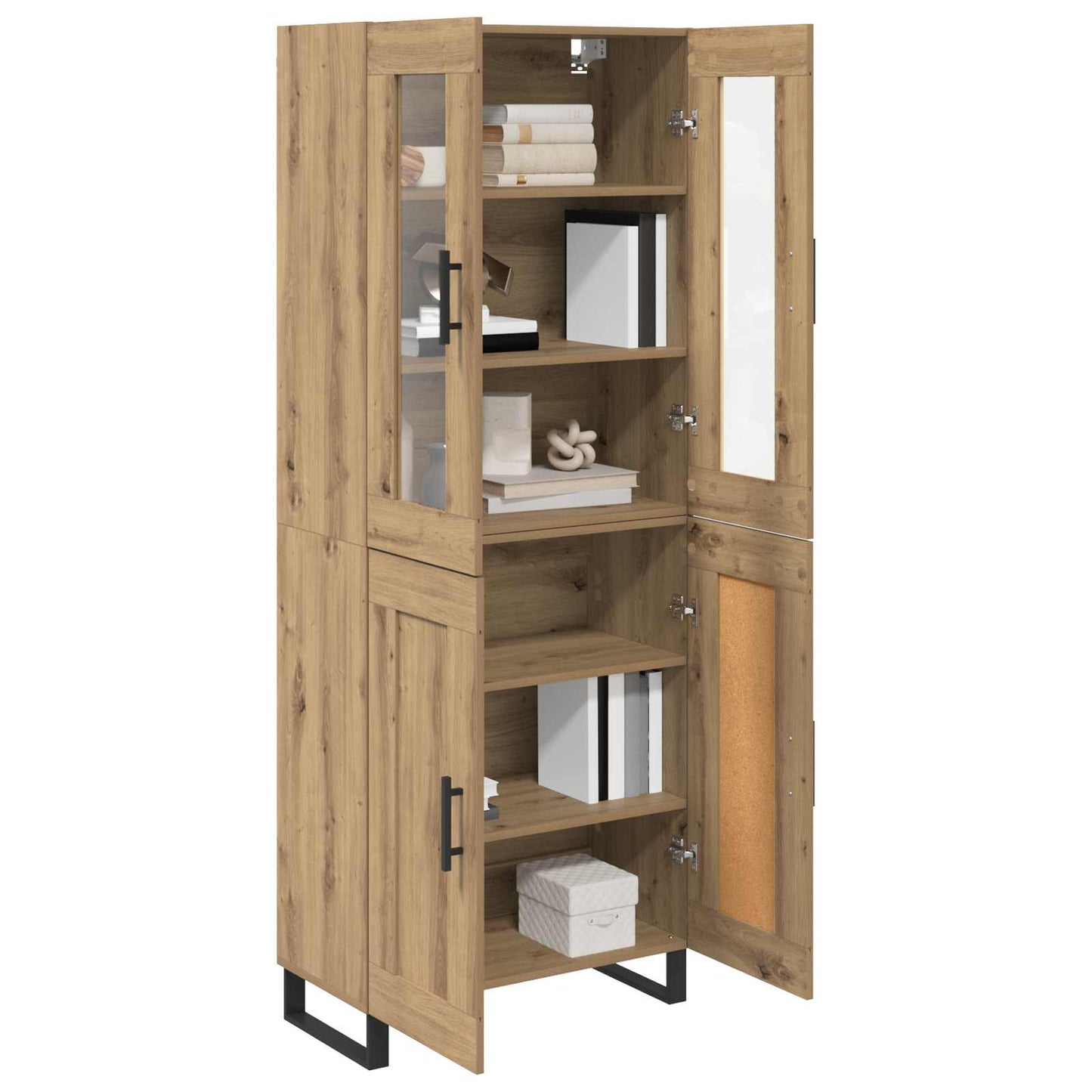 vidaXL Highboard 2 pcs Artisan Oak Σύνθετο Ξύλο και Γυαλί