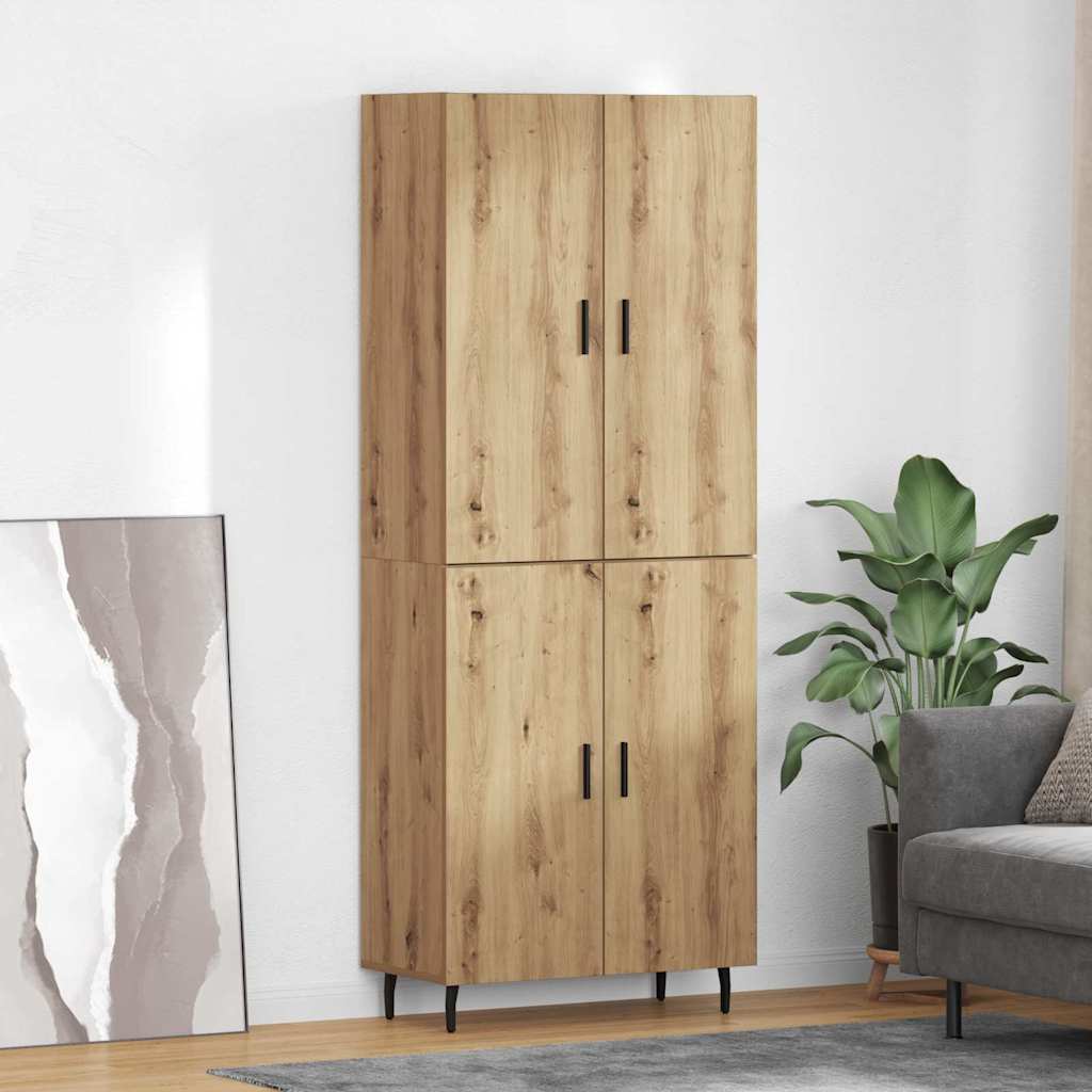 vidaXL Highboard 2 pcs Artisan Oak Σύνθετο Ξύλο και Γυαλί
