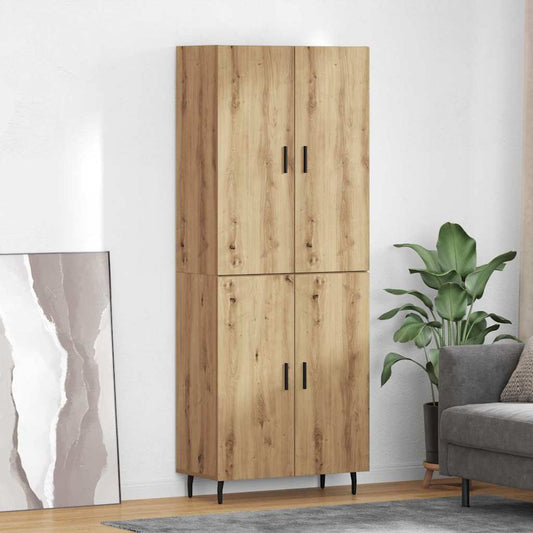 vidaXL Highboard 2 pcs Artisan Oak Σύνθετο Ξύλο και Γυαλί