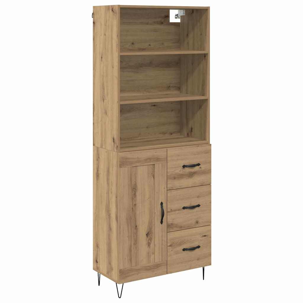vidaXL Highboard με συρτάρι 2 pcs Artisan Oak Επεξεργασμένο ξύλο