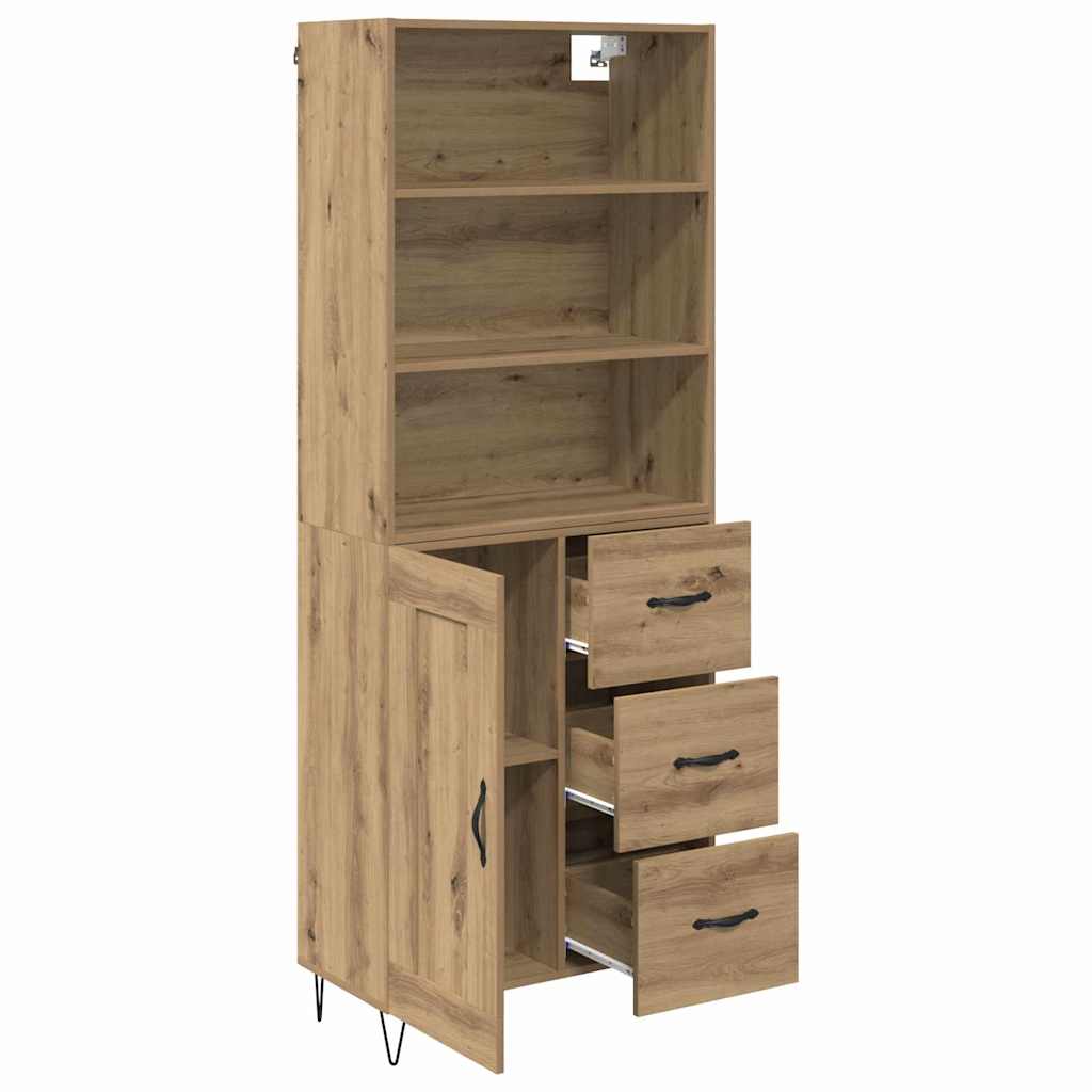 vidaXL Highboard με συρτάρι 2 pcs Artisan Oak Επεξεργασμένο ξύλο