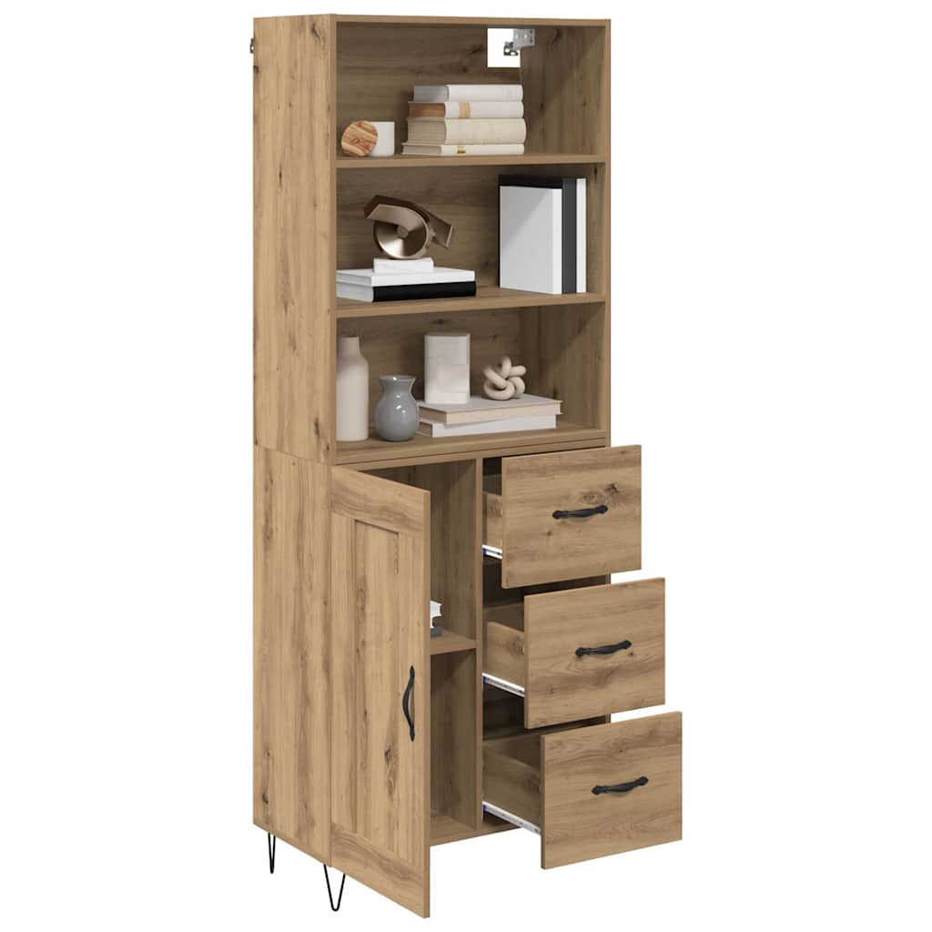 vidaXL Highboard με συρτάρι 2 pcs Artisan Oak Επεξεργασμένο ξύλο