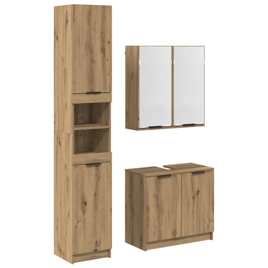 vidaXL Σετ Ντουλαπιών Μπάνιου 3 pcs Artisan Oak Επεξεργασμένο ξύλο