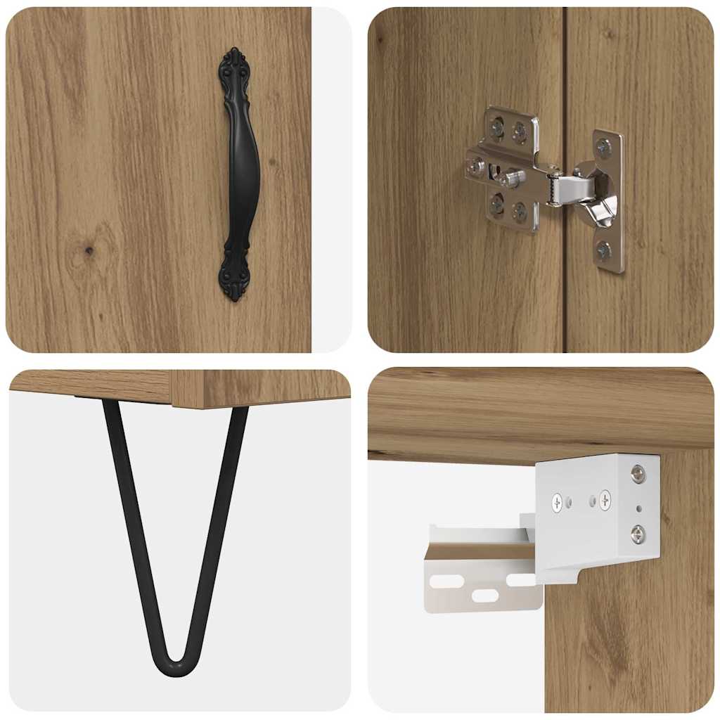 vidaXL Highboard 2 pcs Artisan Oak Μηχανική ξυλεία και γυαλί