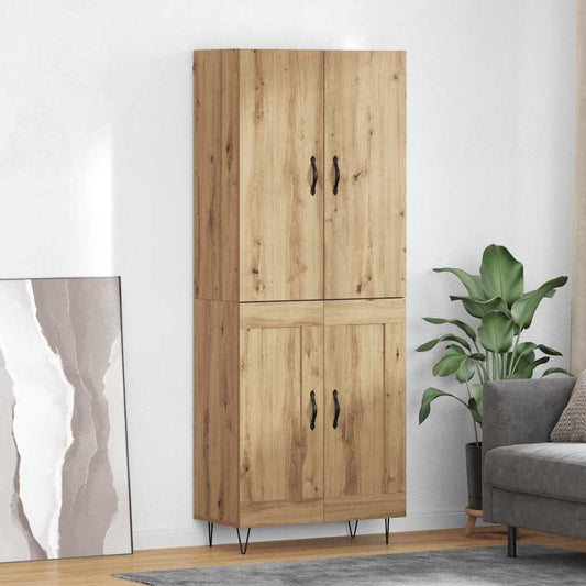 vidaXL Highboard 2 pcs Artisan Oak Μηχανική ξυλεία και γυαλί