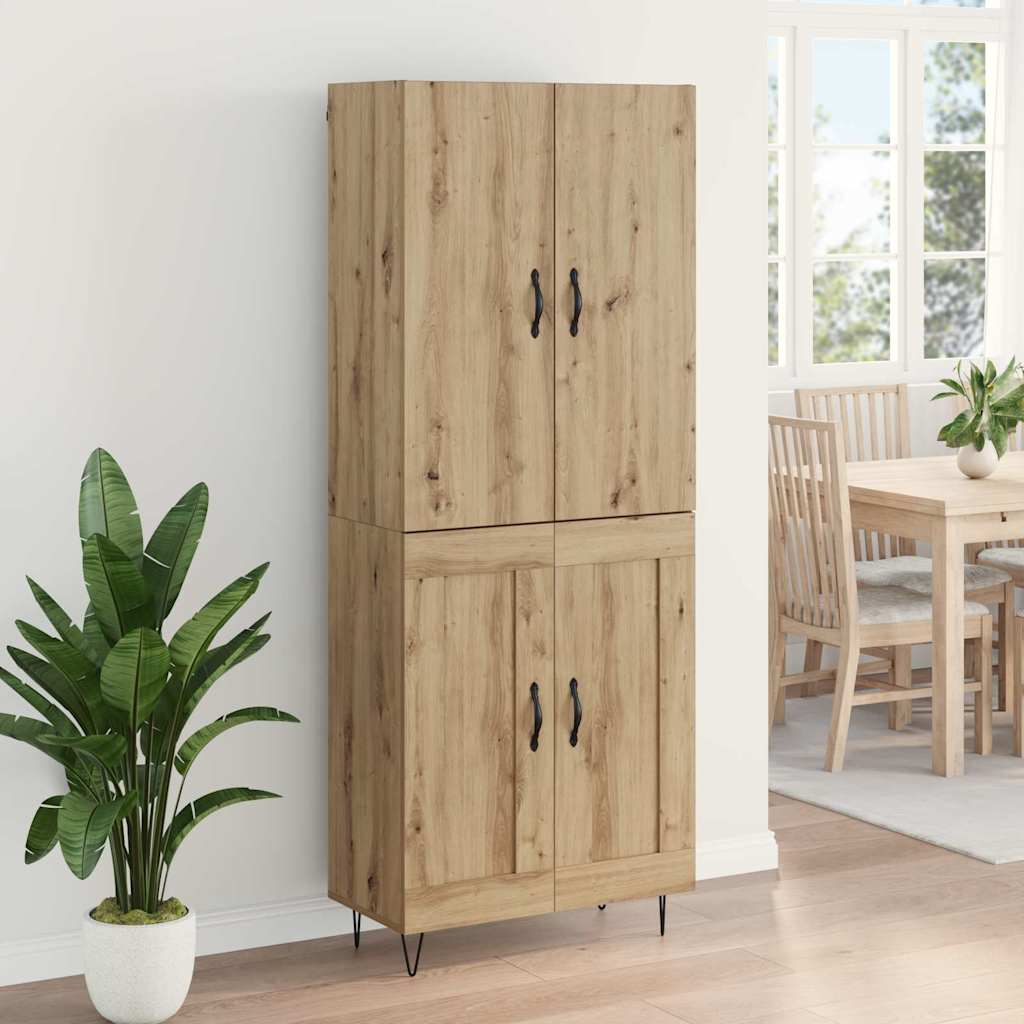 vidaXL Highboard 2 pcs Artisan Oak Μηχανική ξυλεία και γυαλί