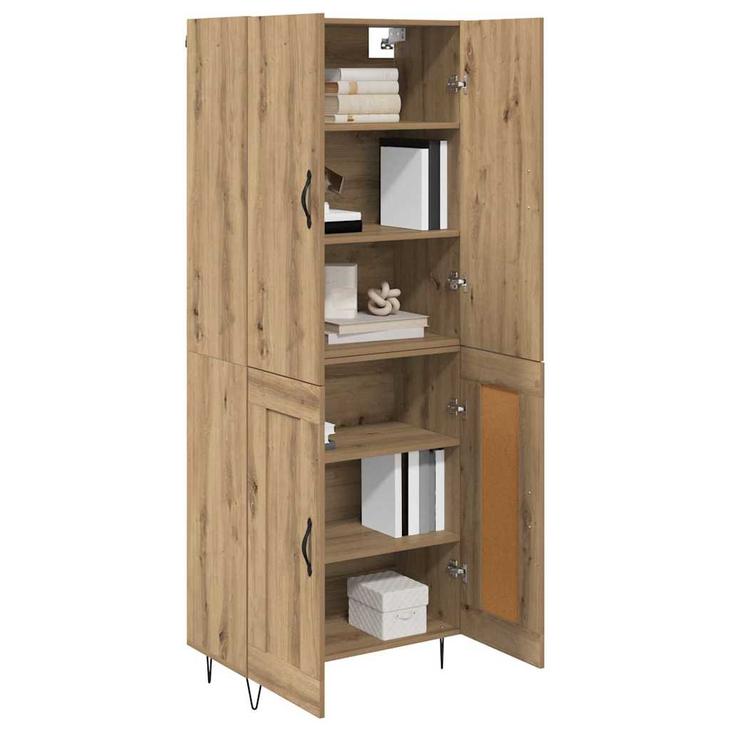 vidaXL Highboard 2 pcs Artisan Oak Μηχανική ξυλεία και γυαλί