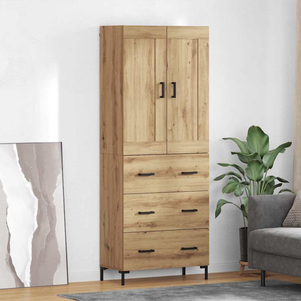 vidaXL Highboard με συρτάρι 2 pcs Artisan Oak Επεξεργασμένο ξύλο