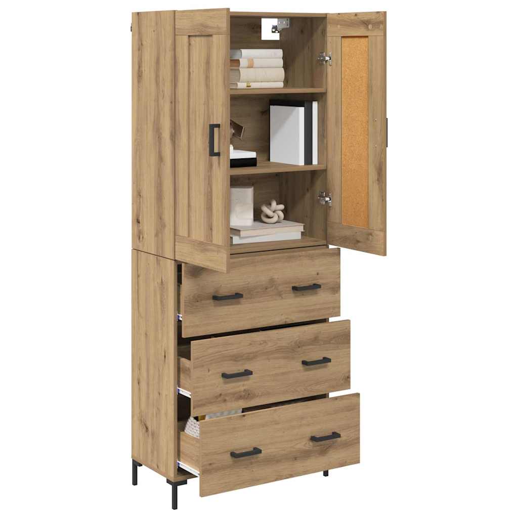 vidaXL Highboard με συρτάρι 2 pcs Artisan Oak Επεξεργασμένο ξύλο