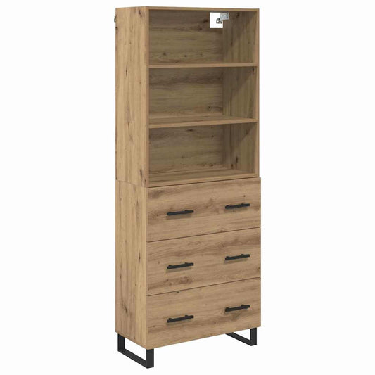 vidaXL Highboard με συρτάρι 2 pcs Artisan Oak Επεξεργασμένο ξύλο