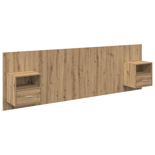 vidaXL Κεφαλή κρεβατιού με κομοδίνο με συρτάρι 3 pcs Artisan Oak
