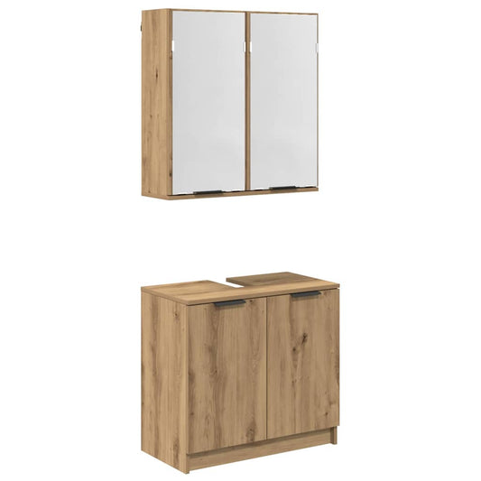 vidaXL Σετ Ντουλαπιών Μπάνιου με ράφι Artisan Oak Επεξεργασμένο ξύλο