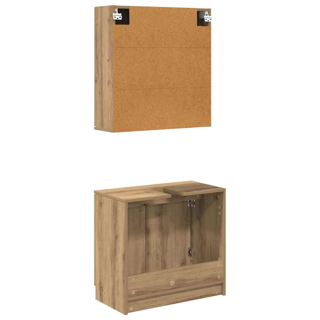 vidaXL Σετ Ντουλαπιών Μπάνιου με ράφι Artisan Oak Επεξεργασμένο ξύλο