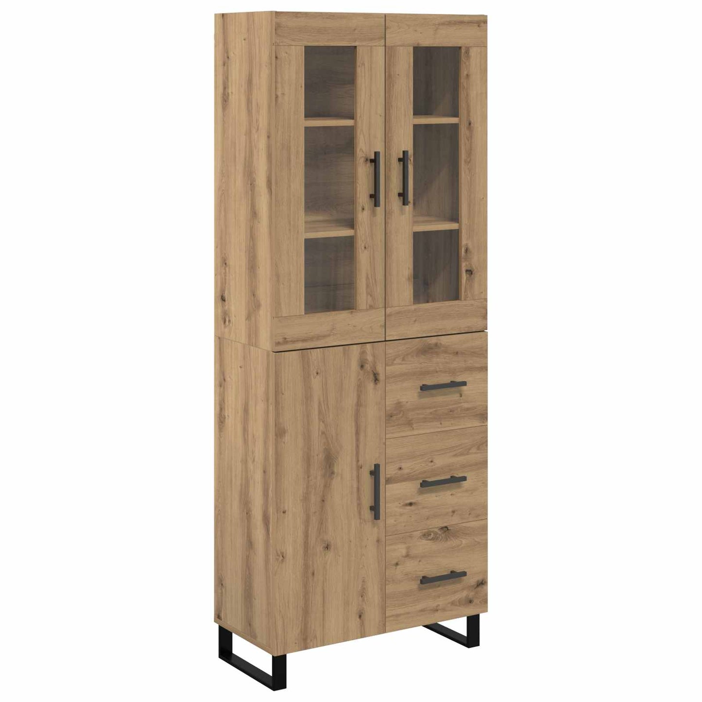 vidaXL Highboard με συρτάρι 2 pcs Artisan Oak Σύνθετο Ξύλο και Γυαλί