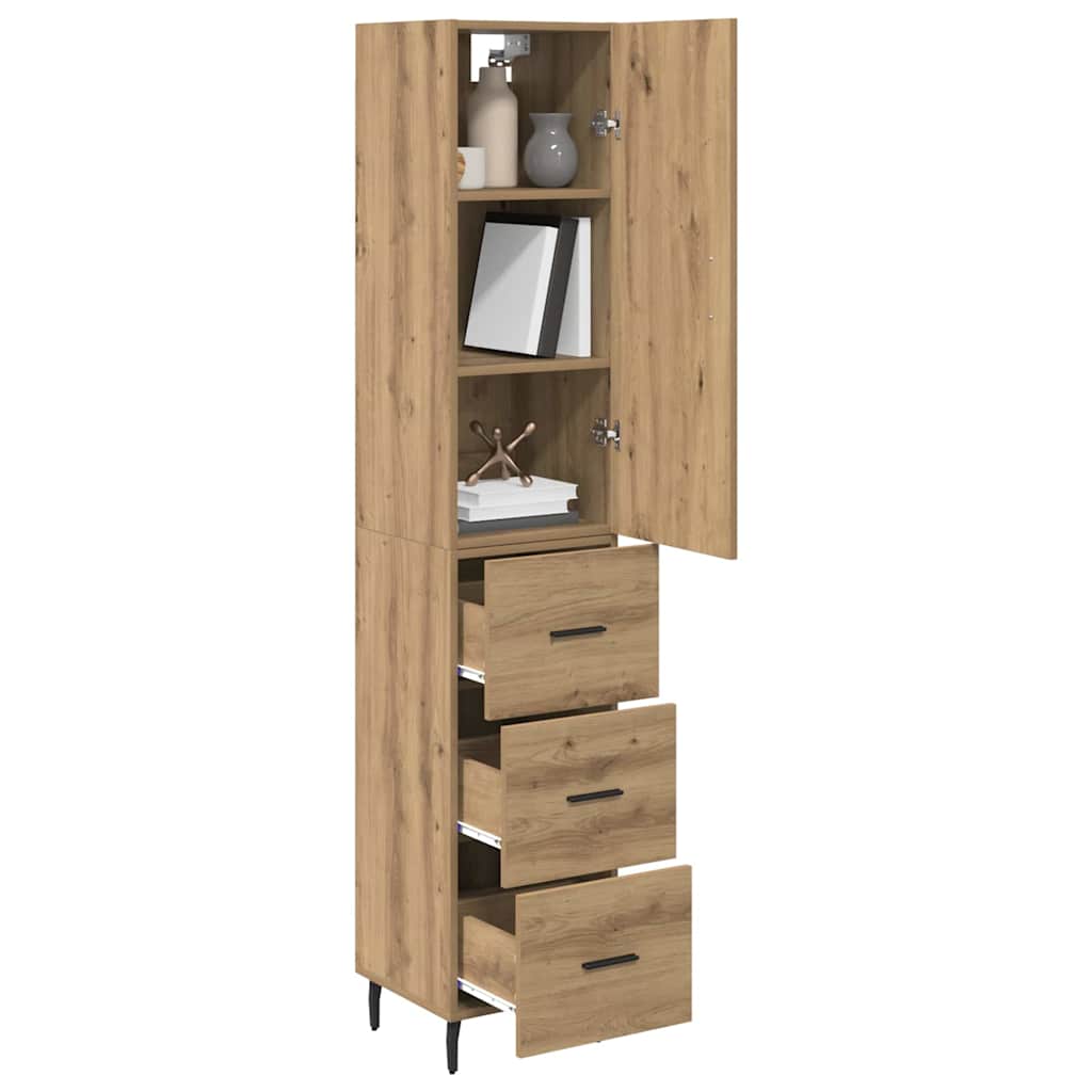 vidaXL Highboard Artisan Oak 34,5 x 34 x 180 εκ. Επεξεργασμένο ξύλο