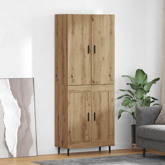 vidaXL Highboard 2 pcs Artisan Oak Σύνθετο Ξύλο και Γυαλί
