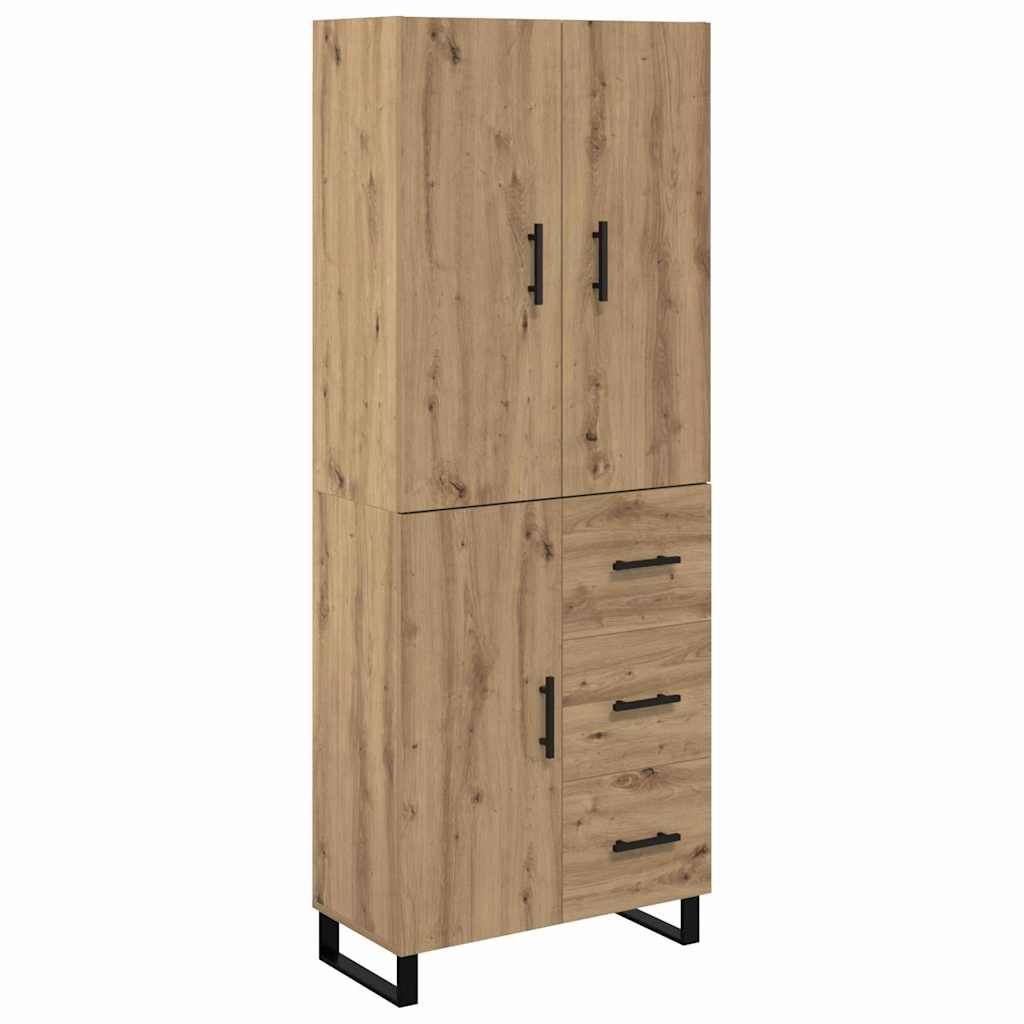 vidaXL Highboard με συρτάρι 2 pcs Artisan Oak Σύνθετο Ξύλο και Γυαλί