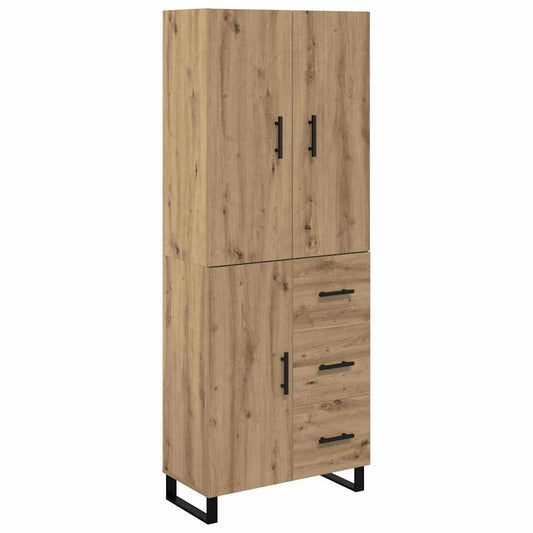 vidaXL Highboard με συρτάρι 2 pcs Artisan Oak Σύνθετο Ξύλο και Γυαλί