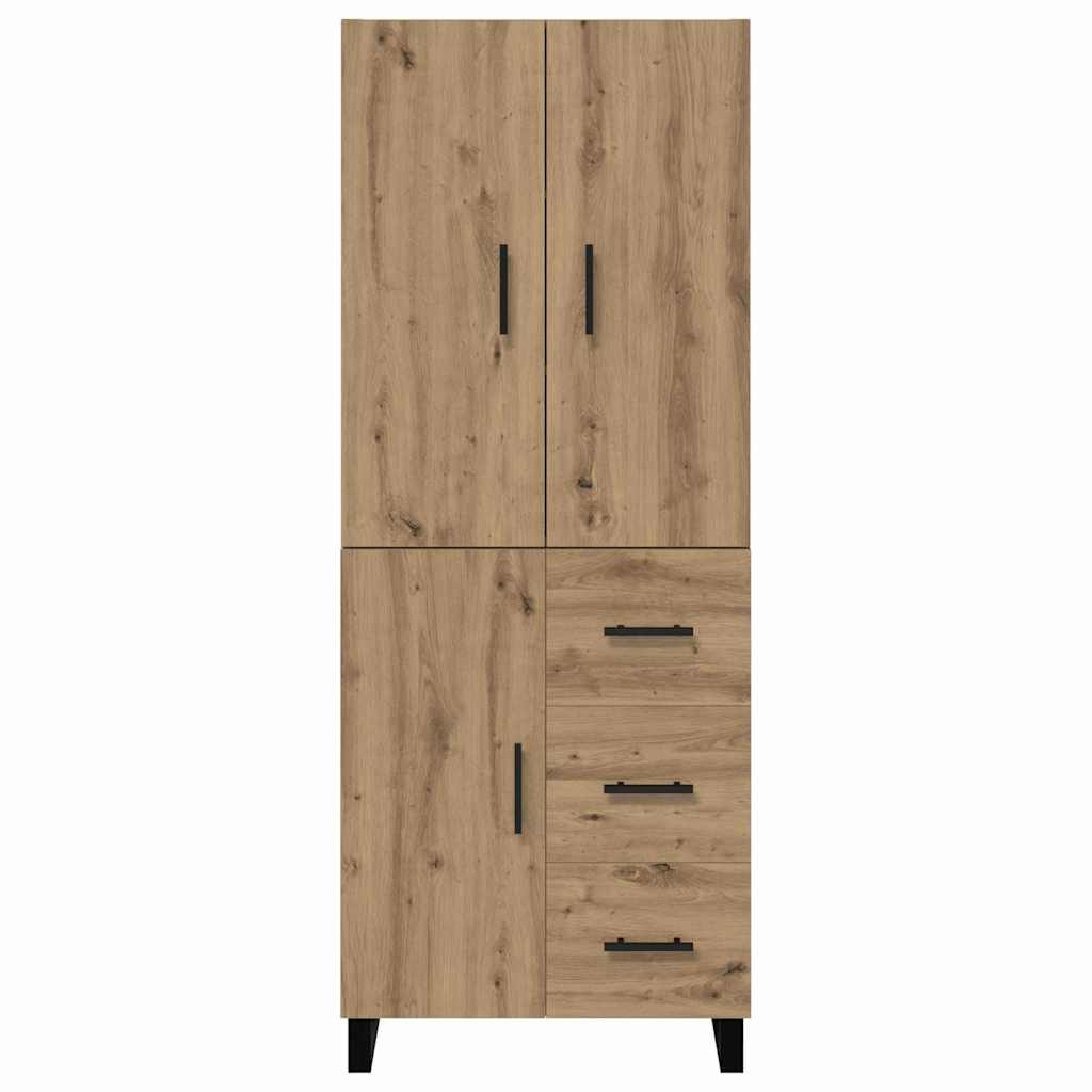 vidaXL Highboard με συρτάρι 2 pcs Artisan Oak Σύνθετο Ξύλο και Γυαλί