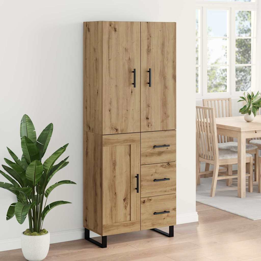 vidaXL Highboard με συρτάρι 2 pcs Artisan Oak Σύνθετο Ξύλο και Γυαλί