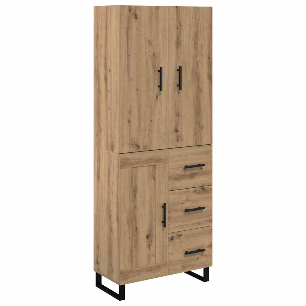 vidaXL Highboard με συρτάρι 2 pcs Artisan Oak Σύνθετο Ξύλο και Γυαλί