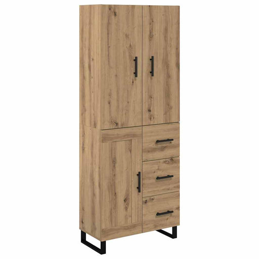 vidaXL Highboard με συρτάρι 2 pcs Artisan Oak Σύνθετο Ξύλο και Γυαλί