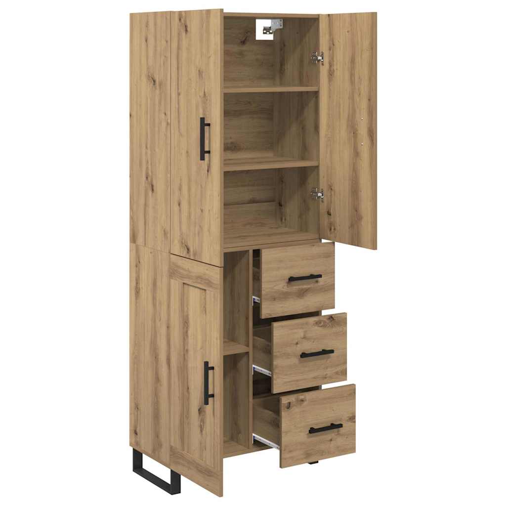 vidaXL Highboard με συρτάρι 2 pcs Artisan Oak Σύνθετο Ξύλο και Γυαλί