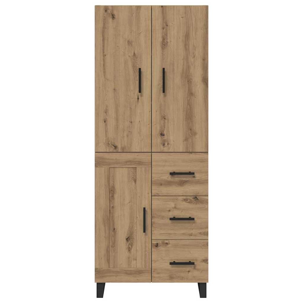 vidaXL Highboard με συρτάρι 2 pcs Artisan Oak Σύνθετο Ξύλο και Γυαλί