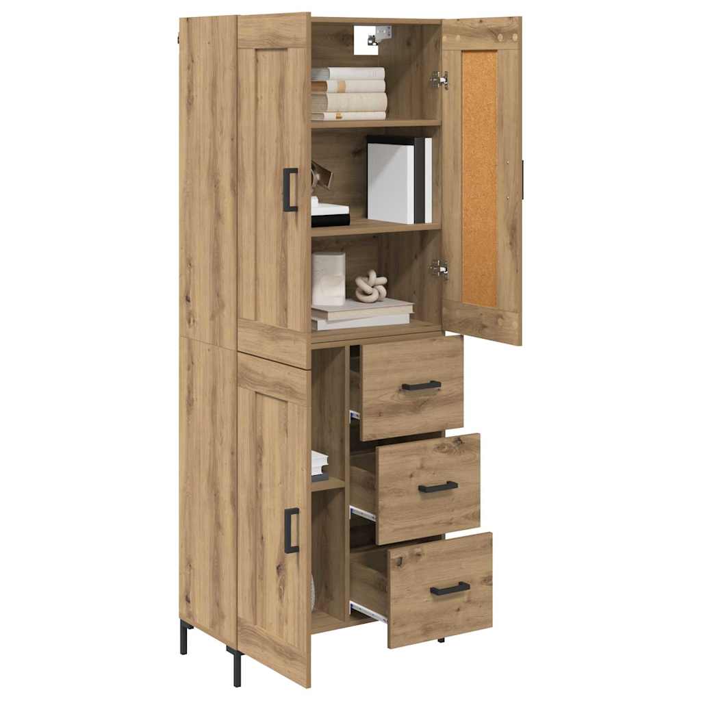 vidaXL Highboard με συρτάρι 2 pcs Artisan Oak Επεξεργασμένο ξύλο