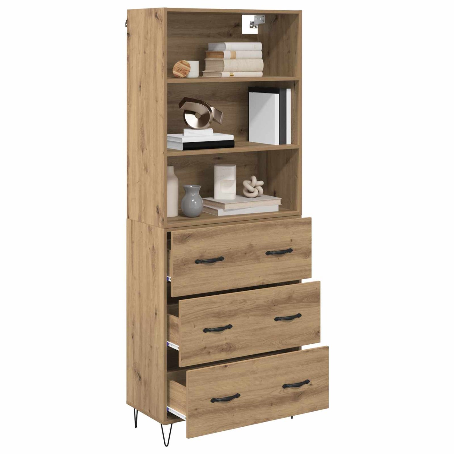 vidaXL Highboard με συρτάρι 2 pcs Artisan Oak Επεξεργασμένο ξύλο