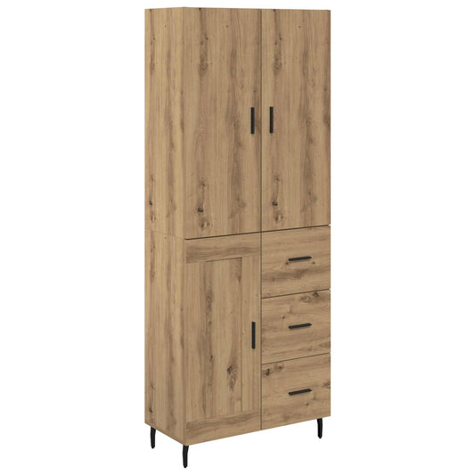 vidaXL Highboard με συρτάρι 2 pcs Artisan Oak Σύνθετο Ξύλο και Γυαλί