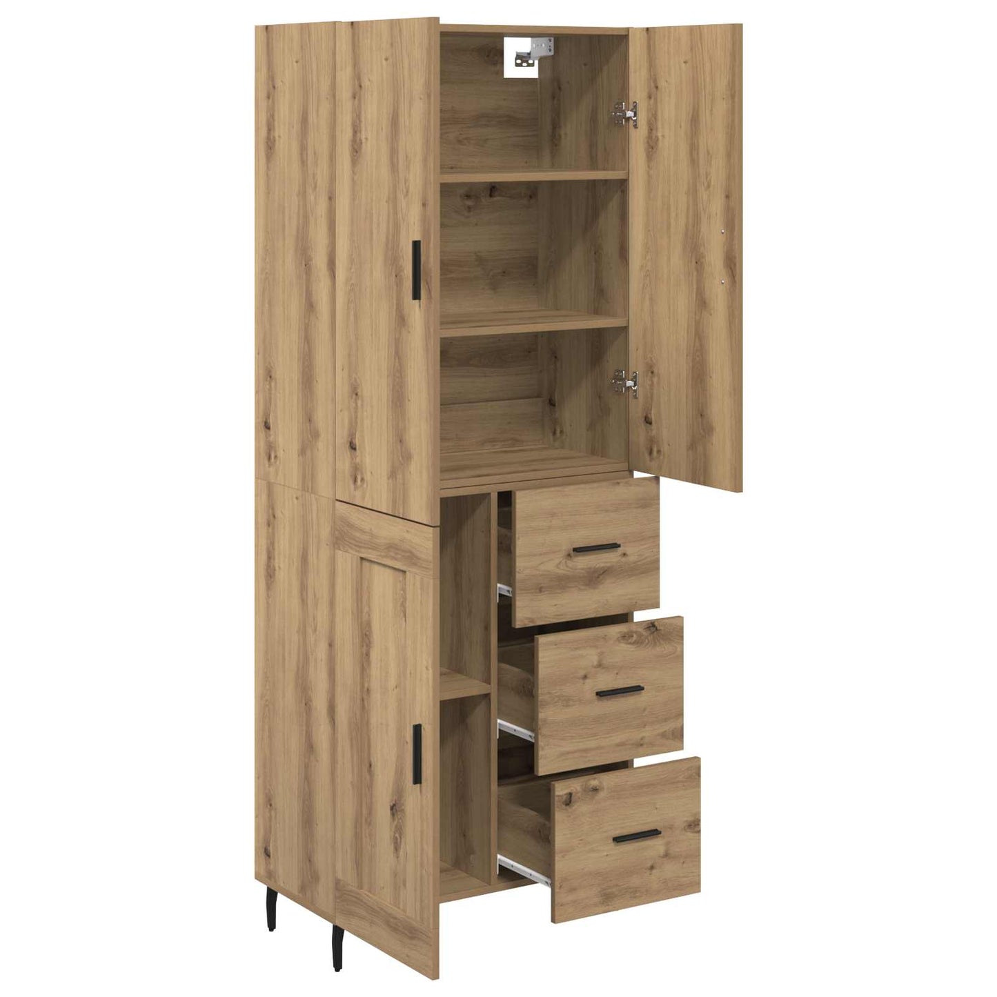 vidaXL Highboard με συρτάρι 2 pcs Artisan Oak Σύνθετο Ξύλο και Γυαλί