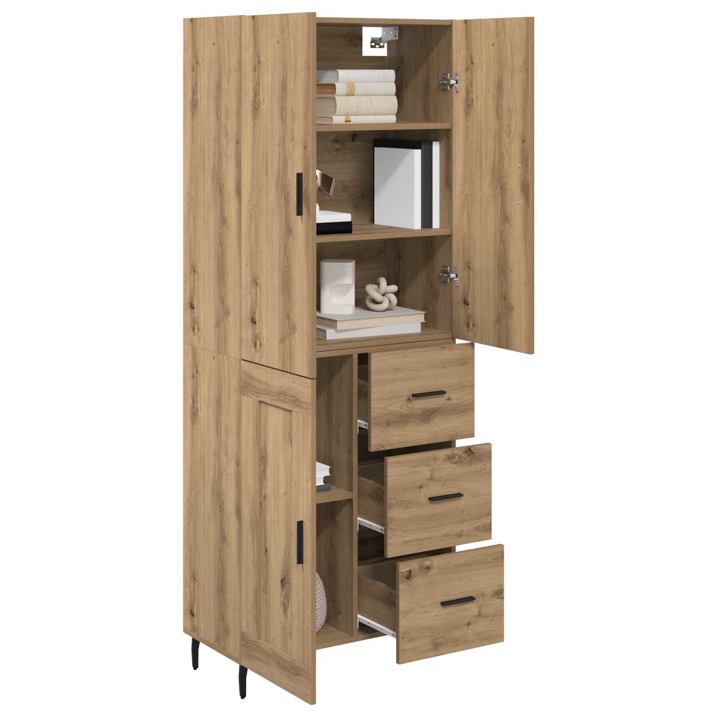 vidaXL Highboard με συρτάρι 2 pcs Artisan Oak Σύνθετο Ξύλο και Γυαλί