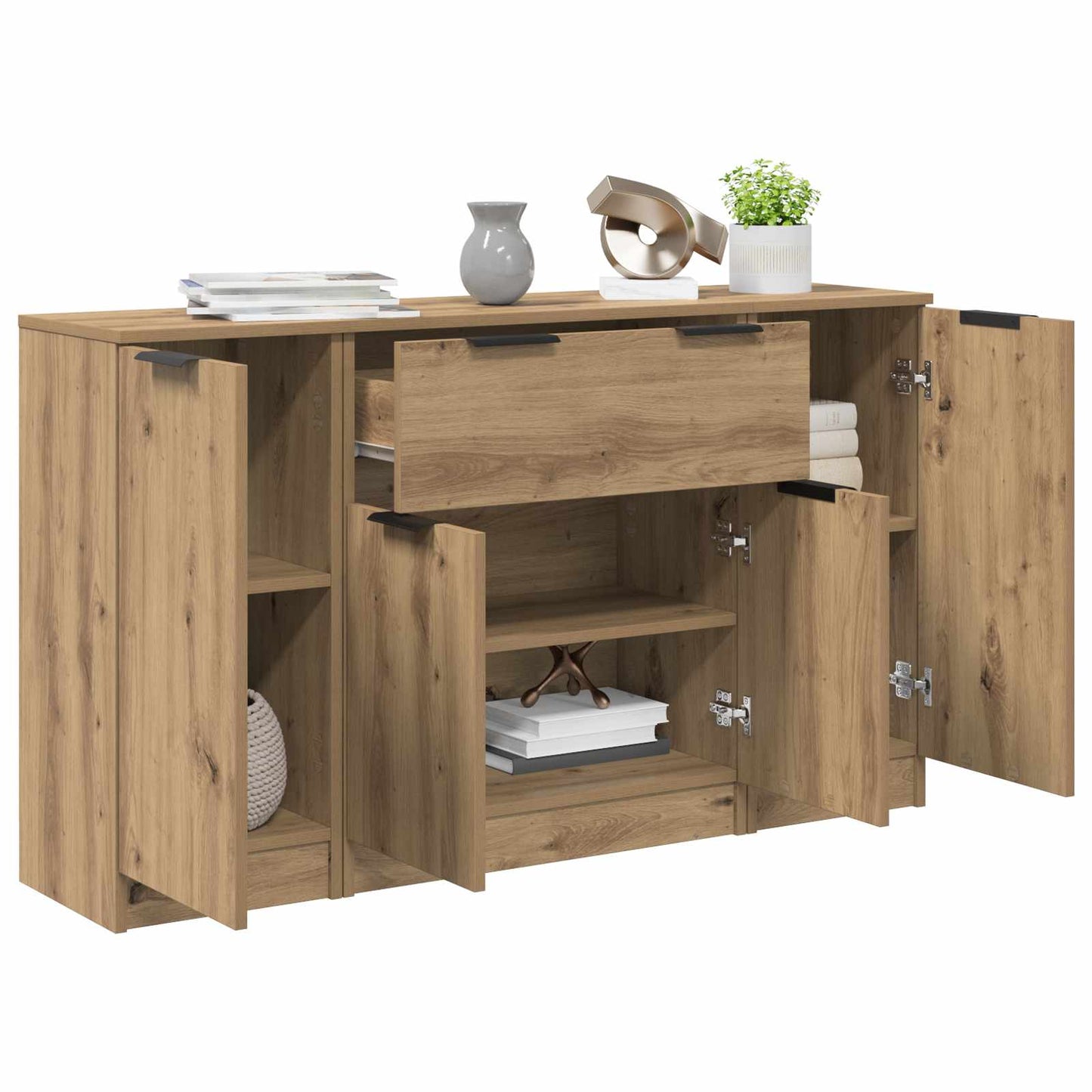 vidaXL Πλαϊνό γραφείο με συρτάρι 3 pcs Artisan Oak Επεξεργασμένο ξύλο