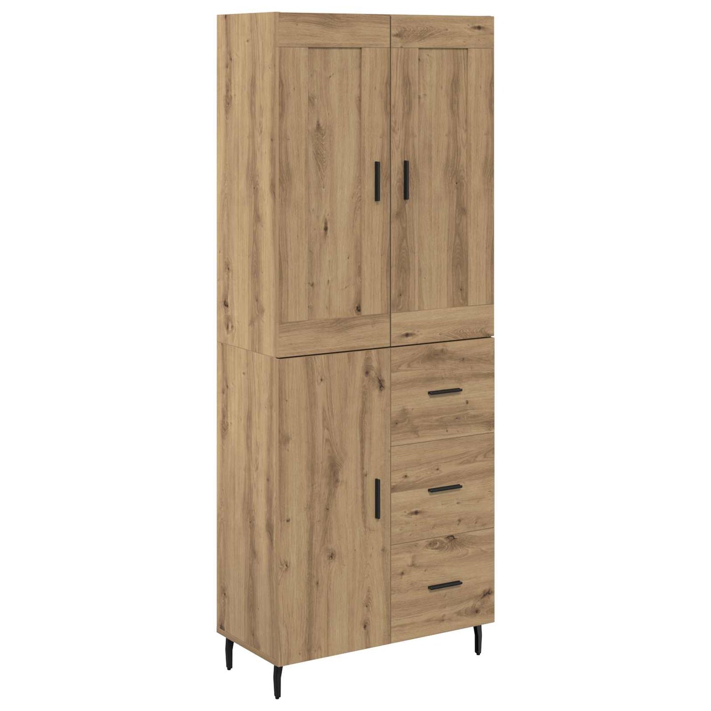 vidaXL Highboard με συρτάρι 2 pcs Artisan Oak Σύνθετο Ξύλο και Γυαλί