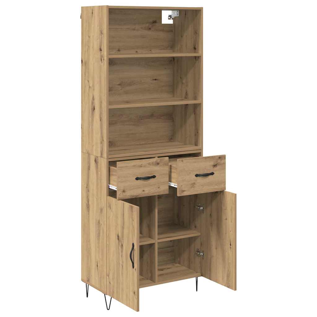 vidaXL Highboard με συρτάρι 2 pcs Artisan Oak Επεξεργασμένο ξύλο