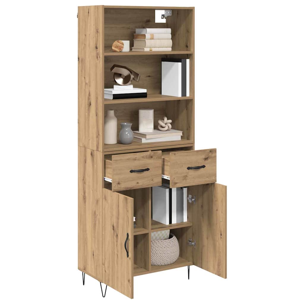 vidaXL Highboard με συρτάρι 2 pcs Artisan Oak Επεξεργασμένο ξύλο