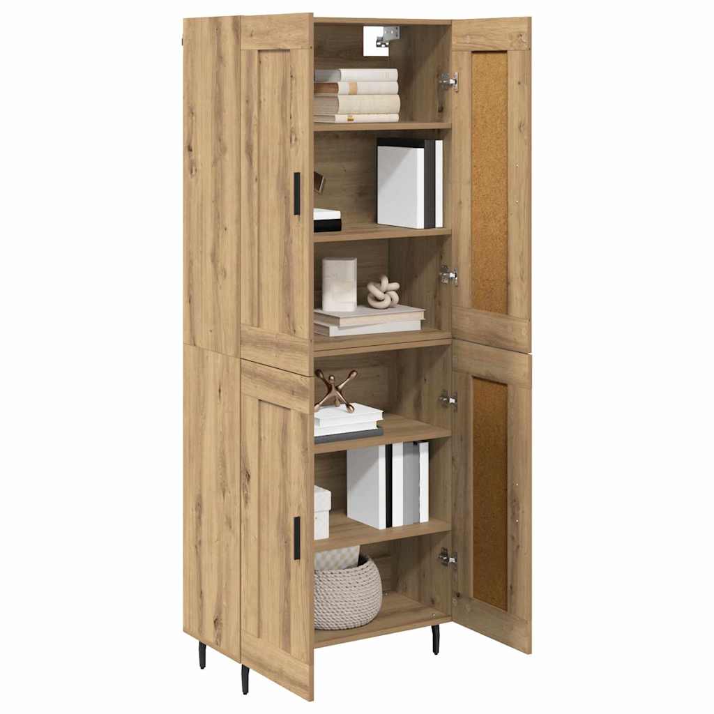 vidaXL Highboard 2 pcs Artisan Oak Σύνθετο Ξύλο και Γυαλί