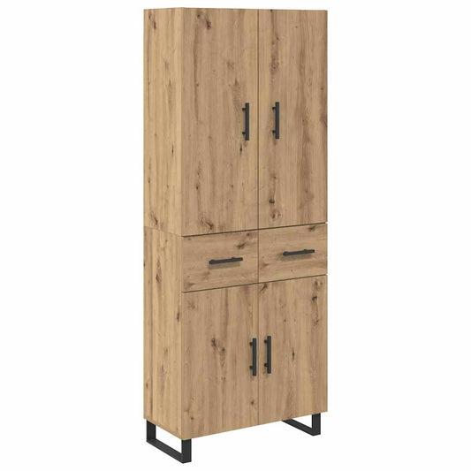 vidaXL Highboard με συρτάρι 2 pcs Artisan Oak Σύνθετο Ξύλο και Γυαλί