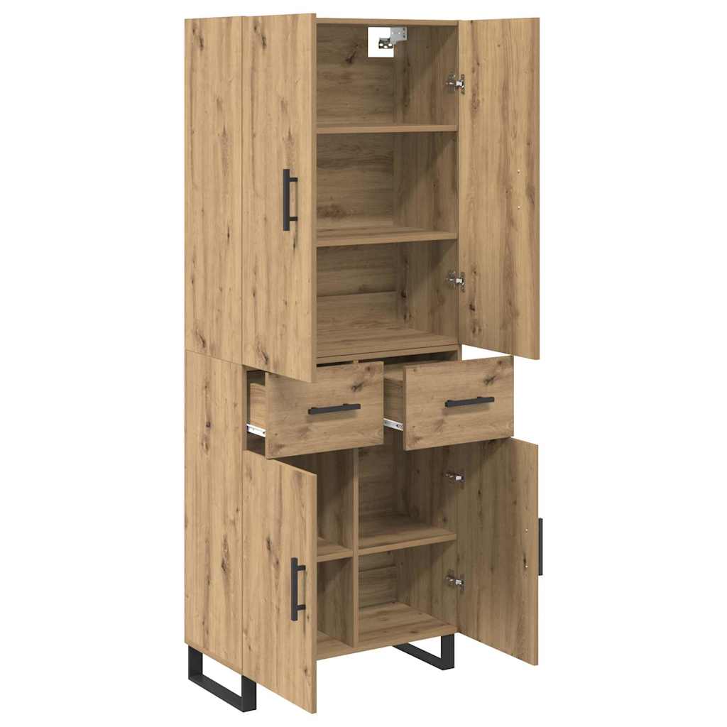 vidaXL Highboard με συρτάρι 2 pcs Artisan Oak Σύνθετο Ξύλο και Γυαλί