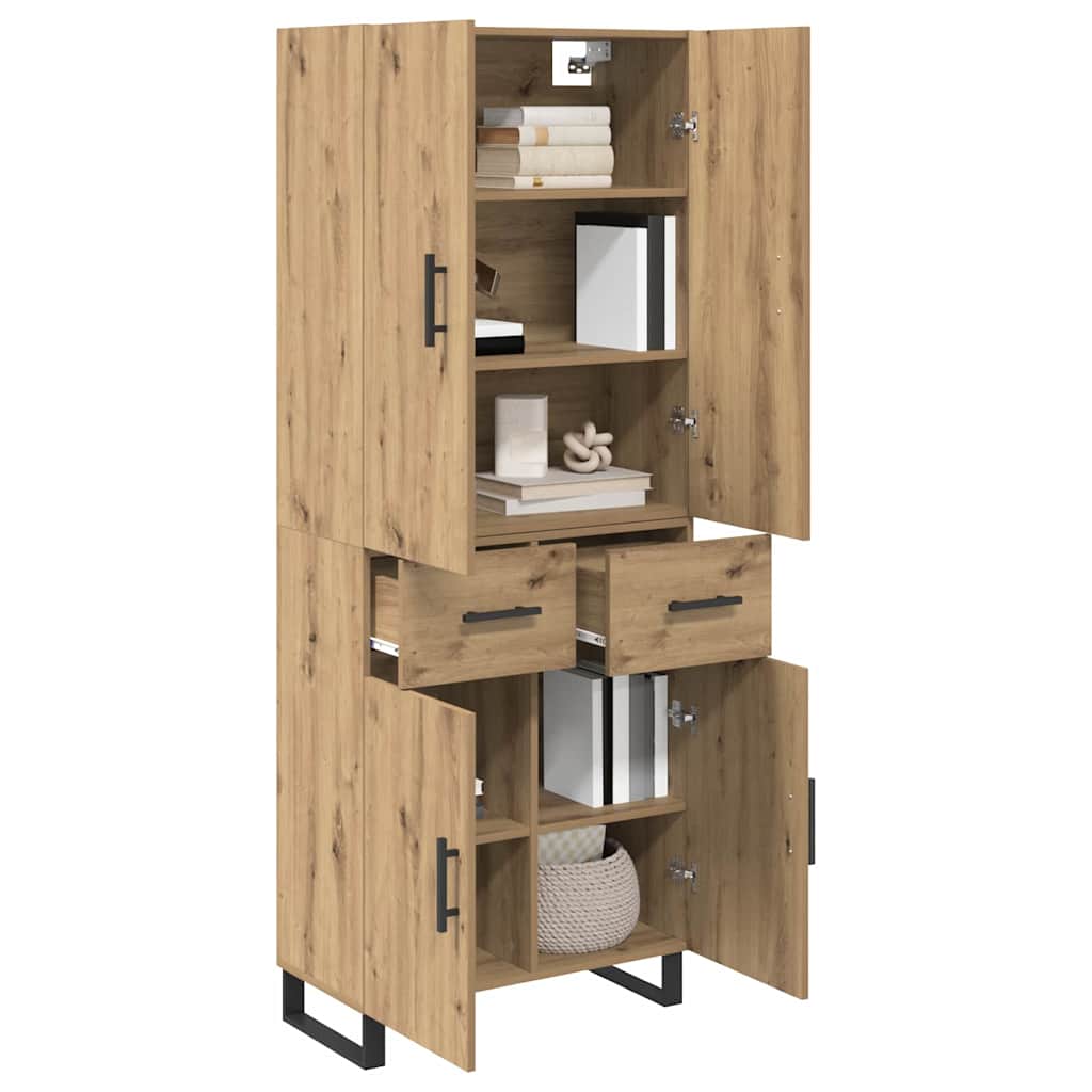 vidaXL Highboard με συρτάρι 2 pcs Artisan Oak Σύνθετο Ξύλο και Γυαλί