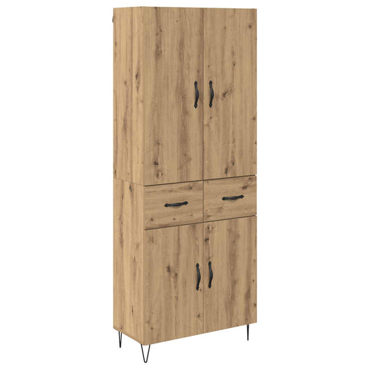 vidaXL Highboard 2 pcs Artisan Oak Μηχανική ξυλεία και γυαλί