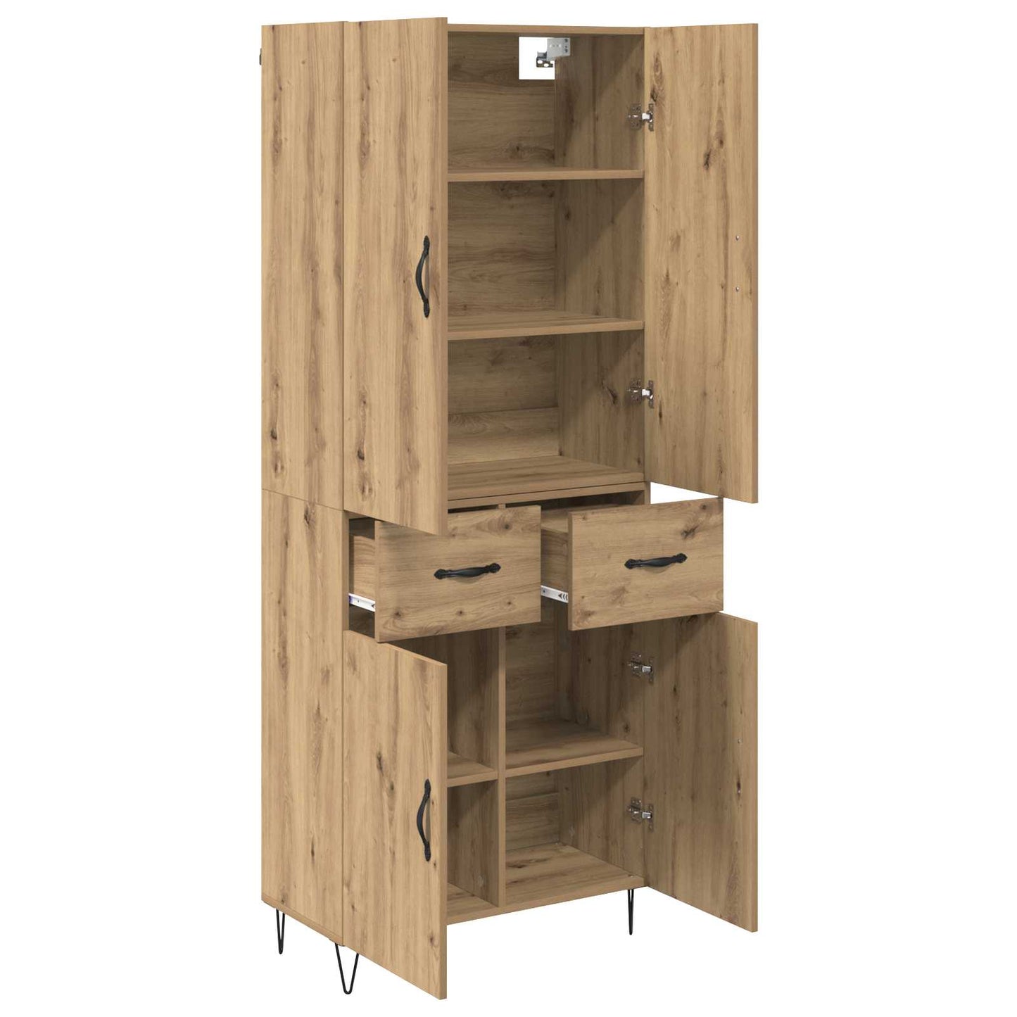vidaXL Highboard 2 pcs Artisan Oak Μηχανική ξυλεία και γυαλί
