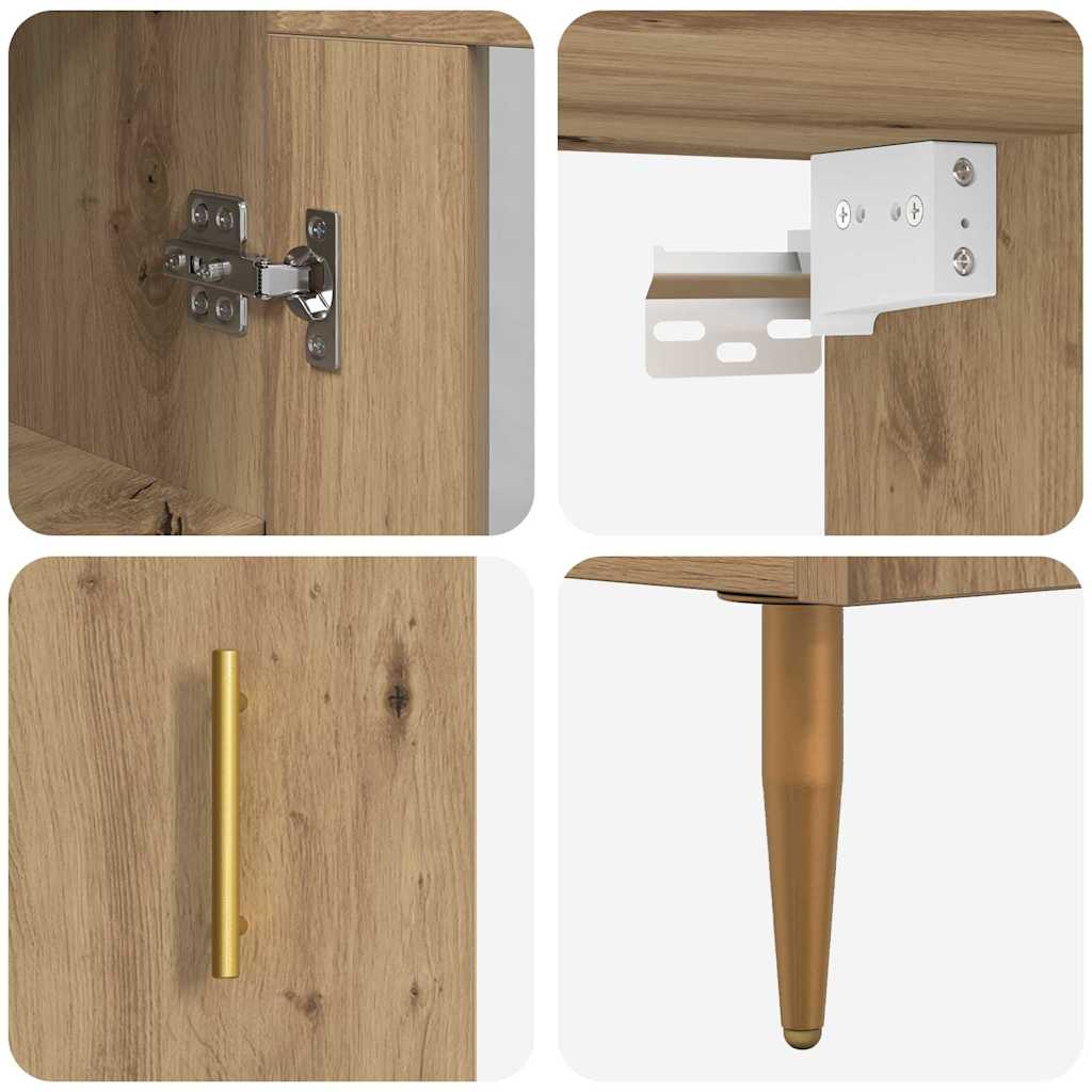 vidaXL Highboard 2 pcs Artisan Oak Γυαλί